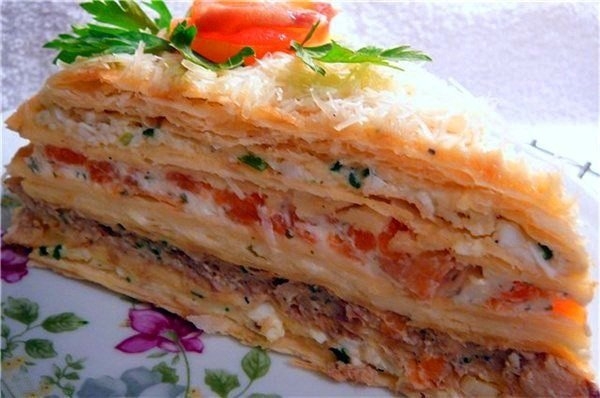 Оригинальный рецепт овощного торта «Наполеон»