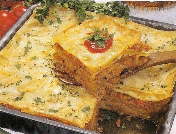 Лазанья с мясом и капустой