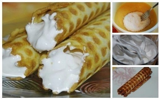 Вафельные трубочки с кремом