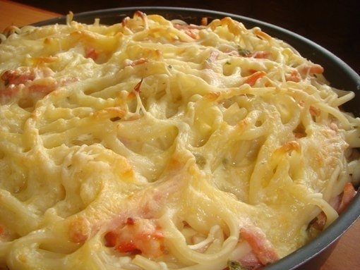 Макароны,запеченные с окороком
