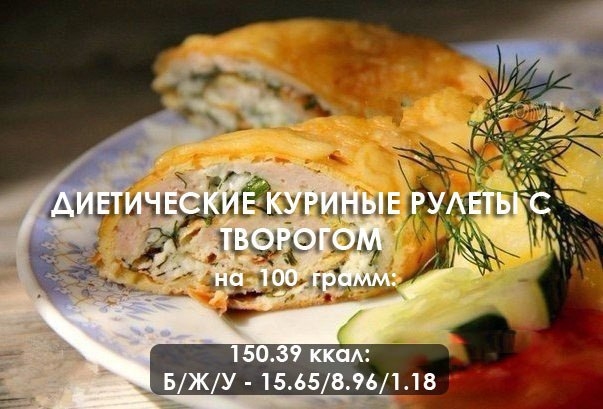 Диетические куриные рулеты с творогом