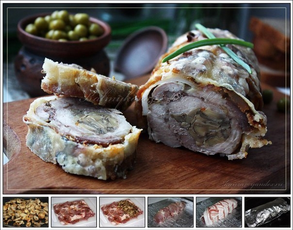 Рулет из свинины с грибной начинкой