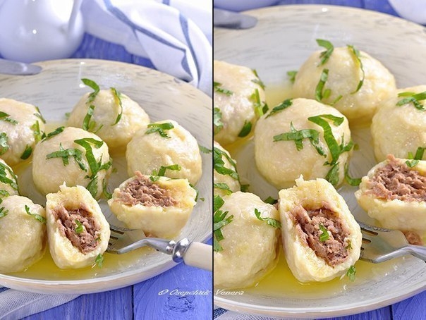 Картофельно-сырные ньокки, фаршированные мясом. Картофельно-сырные ньокки, фаршированные мясом.