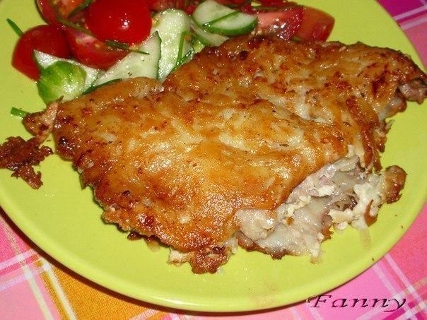 Мясо в картофельной корочке. 2 в одном &mdash; мясо и гарнир.