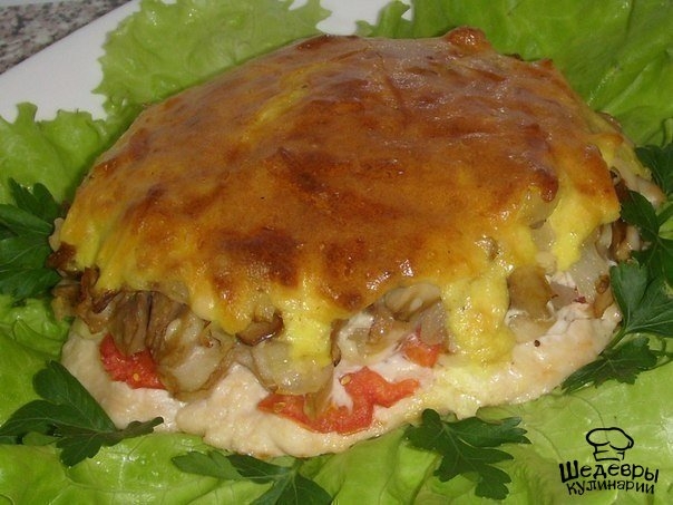 МЯСО С ГРИБАМИ ПОД ХРУСТЯЩЕЙ КОРОЧКОЙ МЯСО С ГРИБАМИ ПОД ХРУСТЯЩЕЙ КОРОЧКОЙ