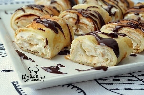 БЛИНЧИКИ С ТВОРОЖНО-БАНАНОВЫМ КРЕМОМ