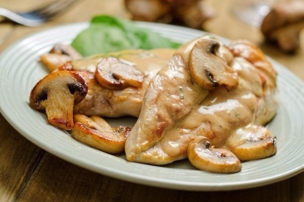 Куриное филе с грибами и сливками Куриное филе с грибами и сливками