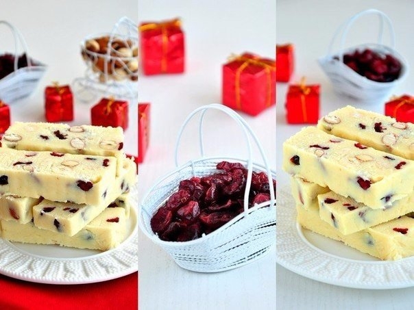 Шоколадные батончики со сгущёнкой, орехами и клюквой