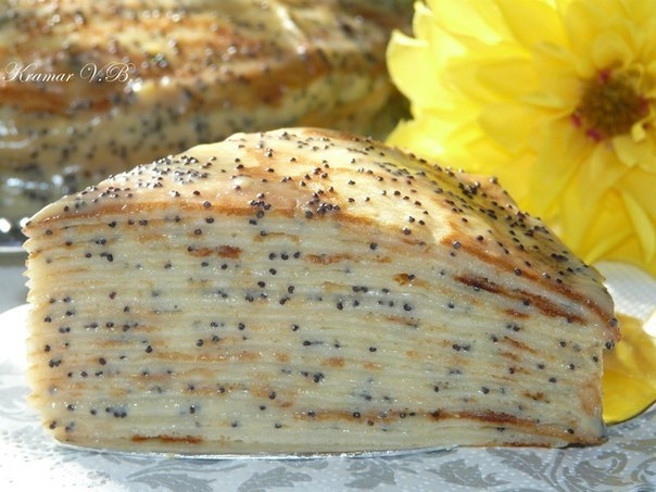 Блинный торт " Маковка " с заварным кремом.