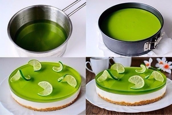Вкусный желейный торт из киви и сметаны Вкусный желейный торт из киви и сметаны
