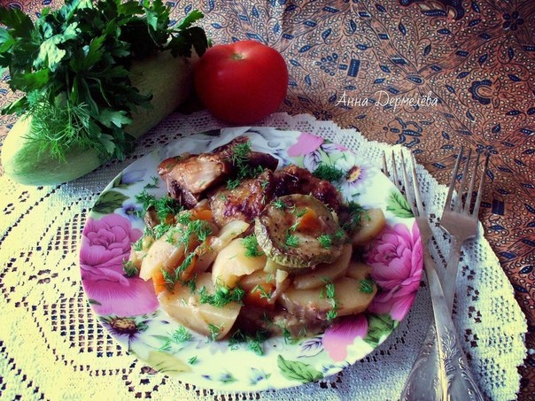 Рагу с курицей и кабачком
