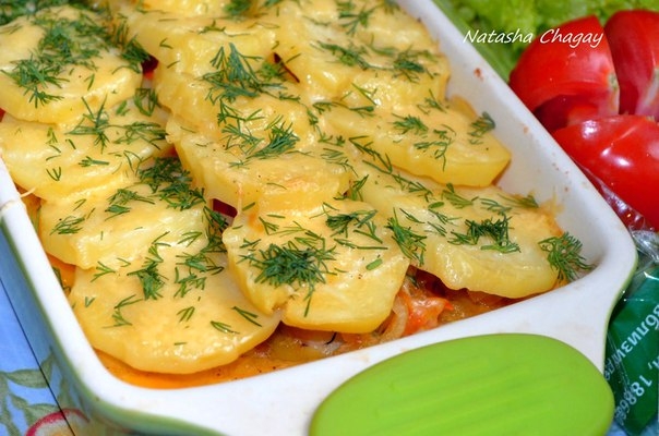Треска, запеченная с картофелем