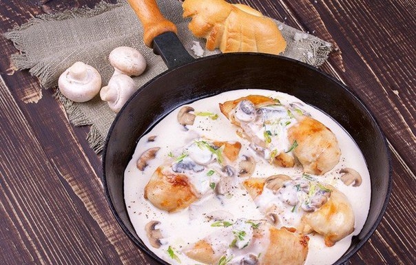 Куриные грудки с грибами