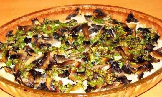 Грибы, запеченные с рисом