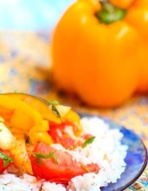 Рис с овощами и сливочным сыром