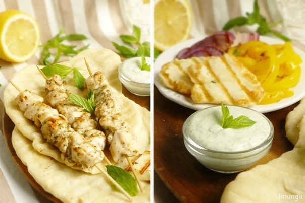 Сувлаки из курицы с соусом из феты