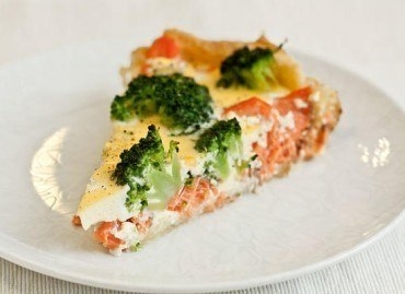 Киш с красной рыбой и брокколи Киш с красной рыбой и брокколи