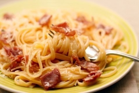 Спагетти карбонара с пармской ветчиной