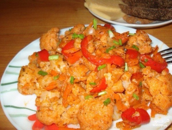 Пикантное блюдо из нежной цветной капусты! Получается - восторг!