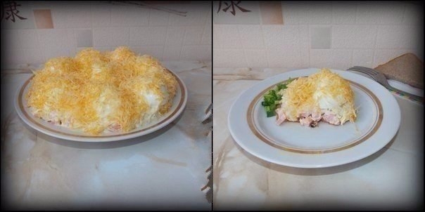 Вкусный салат для семейного обеда или ужина. Очень интересная подача!