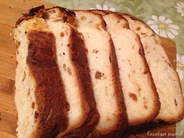 Сладкий сдобный хлеб с изюмом в хлебопечке.