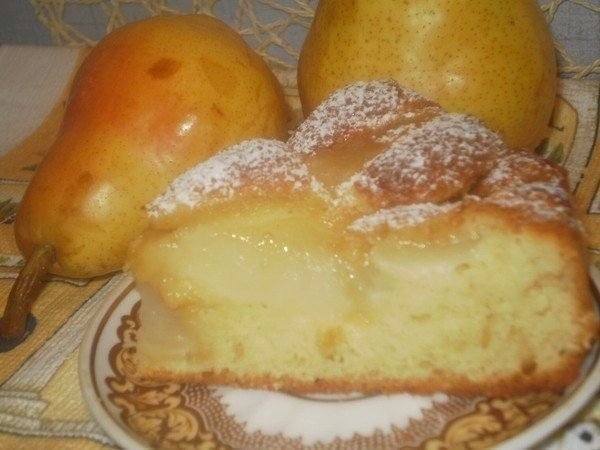 Рецепт очень вкусного пирога с грушками. Сочно и сладко!