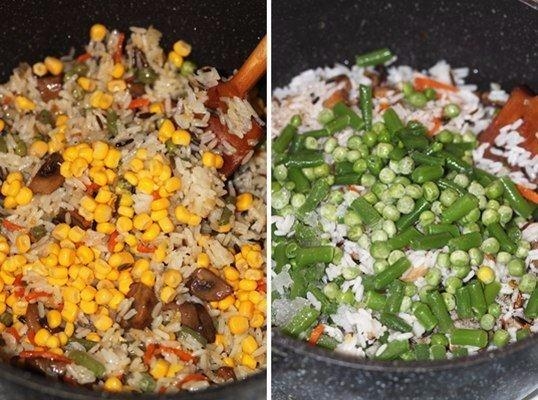 Постный рис с овощами и грибами