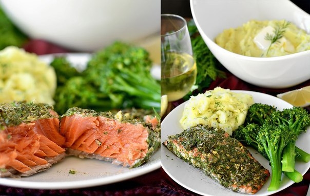 ЛОСОСЬ, ЗАПЕЧЁННЫЙ С ЧЕСНОКОМ И ТРАВАМИ ЛОСОСЬ, ЗАПЕЧЁННЫЙ С ЧЕСНОКОМ И ТРАВАМИ